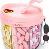 Portable Pill Dispenser Small W/Large compartment - Pink